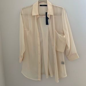 Ark & Co / Sheer Cream Button Down / S / NWT